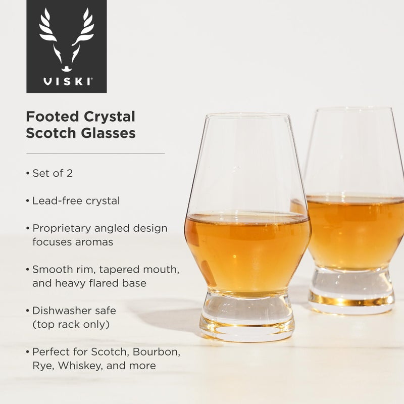 Viski Raye Heavy Base Crystal Scotch Glass Set of 2 - Image 2